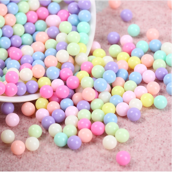 Túi 10gr hạt nhựa tròn size 6mm làm slime, trang trí vỏ ốp điện thoại, kẹp tóc, dán Jiibitz, DIY