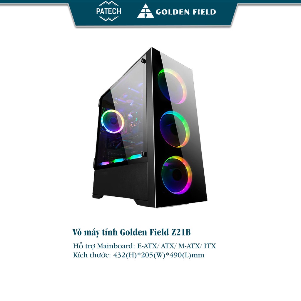 Vỏ case máy tính Golden Field Z21B ( Mặt + vách cường lực, khung Alu,E-ATX) - Hàng Chính Hãng