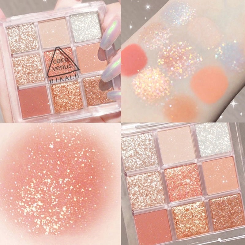 Bảng phấn mắt 9 ô Coco Venus Dikalu kim tuyến lấp lánh