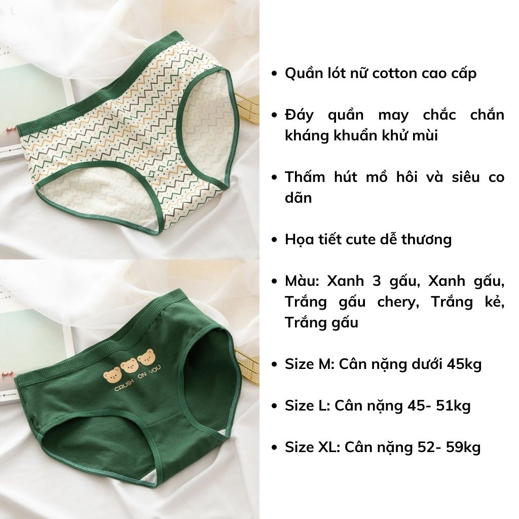 Quần lót nữ cotton tôn dáng kháng khuẩn khử mùi cao cấp họa tiết dễ thương gợi cảm LANIXA L1760