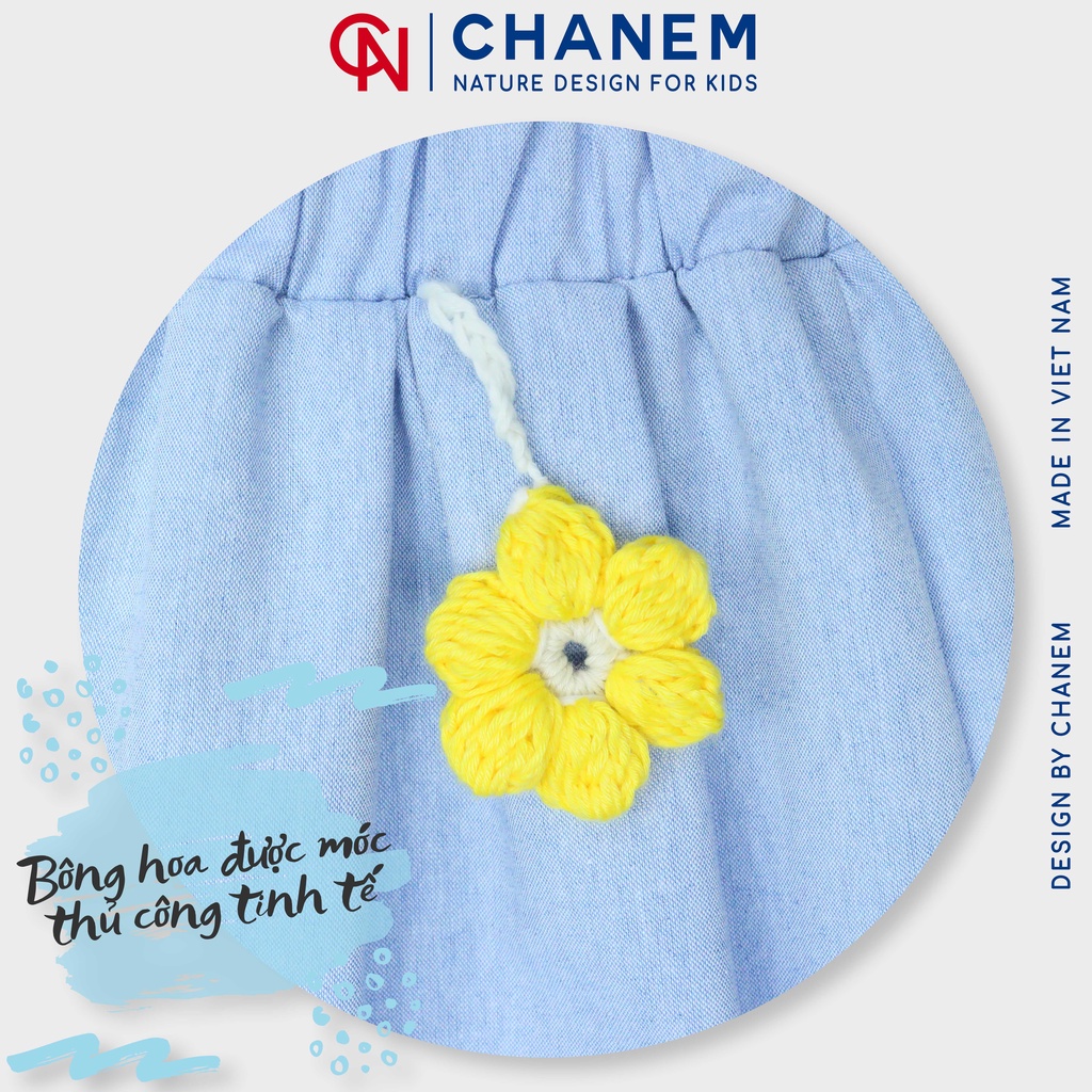 Quần ngắn cho bé gái GiGi CHANEM chất thô cotton ống rộng phối hoa móc thủ công độc đáo cho bé từ 1 - 10 tuổi