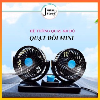 Quạt Đôi Mini 360 Độ Để Trong Ô Tô, Để Bàn Làm Việc Junse Store
