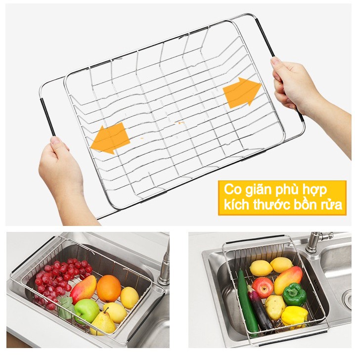 Khay Inox Úp Chén Đĩa, Giá Inox Gác Bồn Rửa Chén Gọn Gàng Tiện Lợi