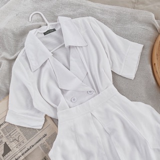 Set áo vest mix chân váy xẻ