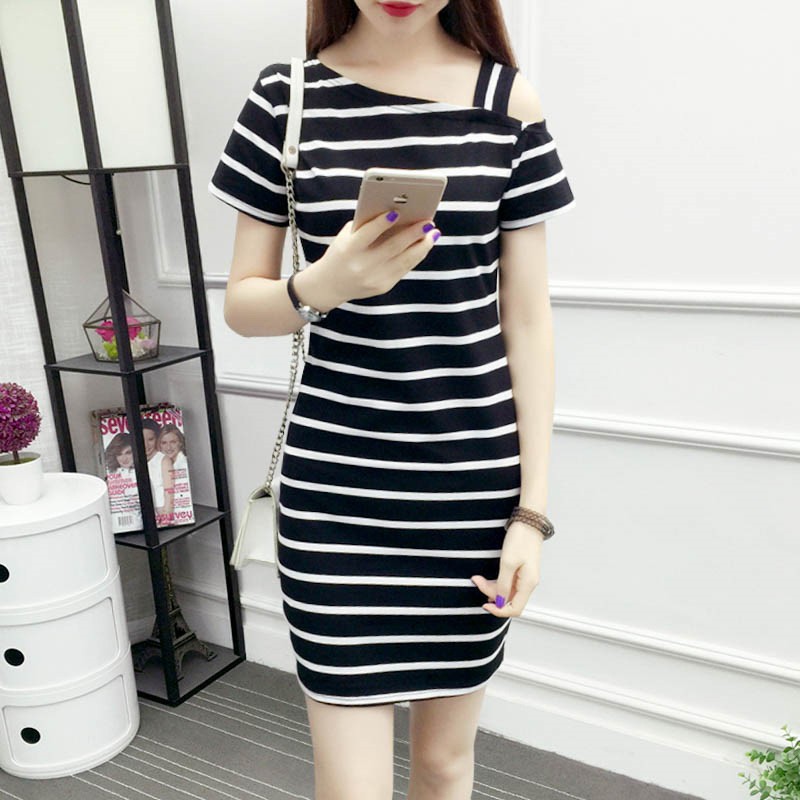 Đầm suông sọc ngắn tay | BigBuy360 - bigbuy360.vn