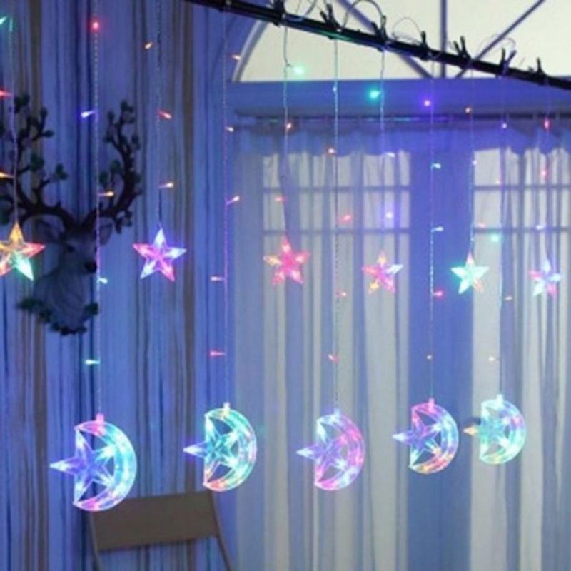 Dây đèn led hình Trăng Sao | Rèm led hình Trái Tim | Dây led rèm Sao