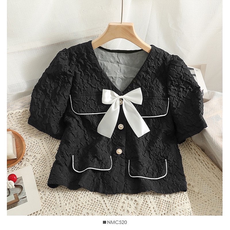 Emma Top - Áo crop nơ nữ tính, 2 màu đen trắng