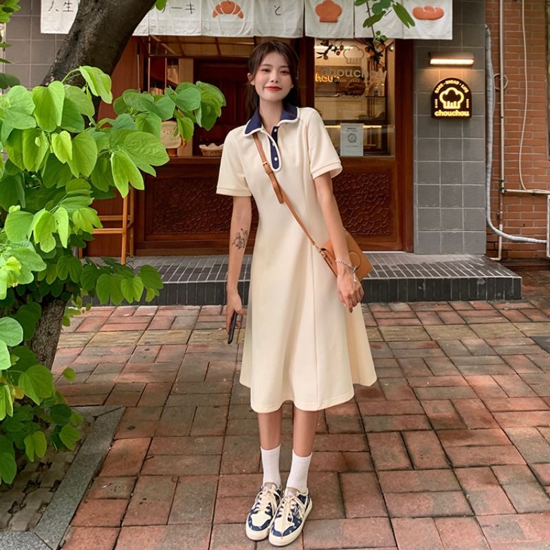 Đầm Dài Cổ Polo Ngắn Tay Thời Trang Mùa Hè Dành Cho Nữ 2022