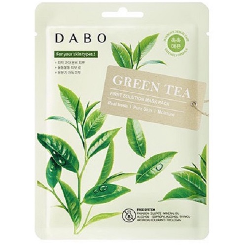 Đắp mặt nạ trà xanh xóa mụn, loại bỏ vết thâm DABO GREEN TEA Hàn quốc 23g/Gói- Hàng chính hãng