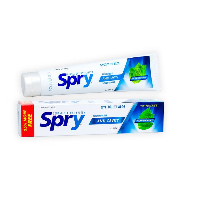 Kem đánh răng Spry Natural Peppermint No Flour- 141g - XLEAR USA