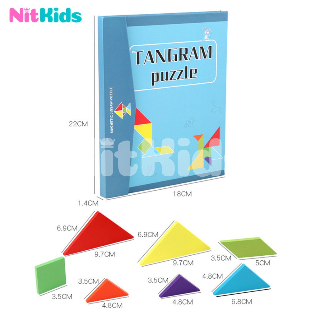 Bộ Xếp Hình Sáng Tạo Tangram, Đồ Chơi Ghép Gỗ Cho Bé 3 Tuổi, Tăng Tính Sáng Tạo và Tư Duy Trẻ Em