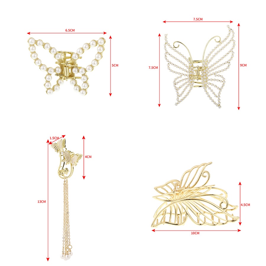 Kẹp Tóc Hợp Kim Hình Bướm Rỗng Đính Ngọc Trai Thời Trang Hàn Quốc Cho Nữ