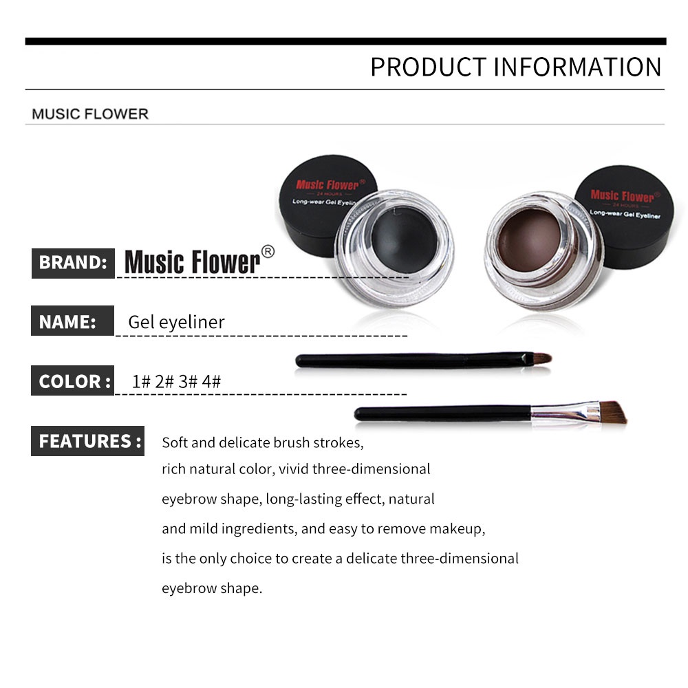[Hàng mới về] Bút kẻ mắt Music Flower dạng gel nhẹ nhàng 5 màu sống động không nhòe chống nước lâu trôi