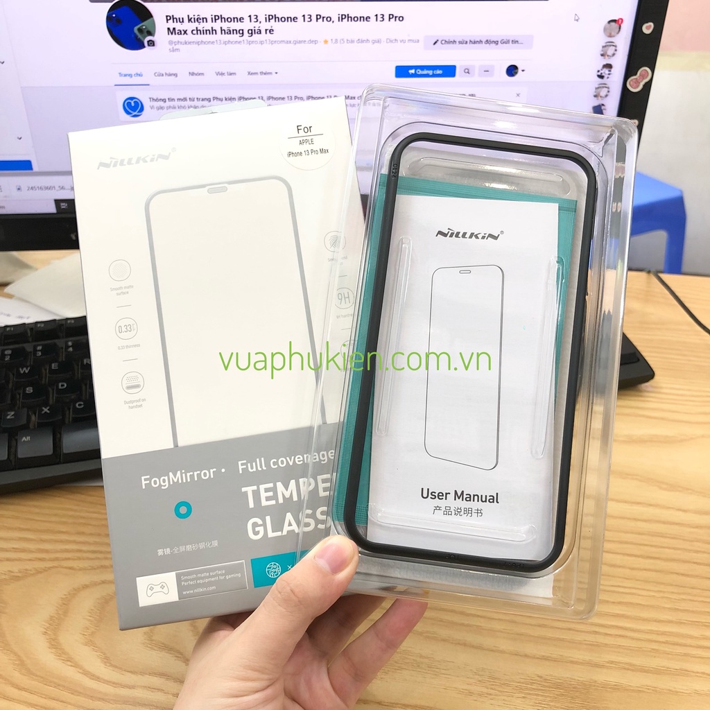 Kính cường lực chống vân tay Nillkin Fog Mirror Full Matte IPhone 13 Pro Max, 13,13 Pro Hàng Chính hãng
