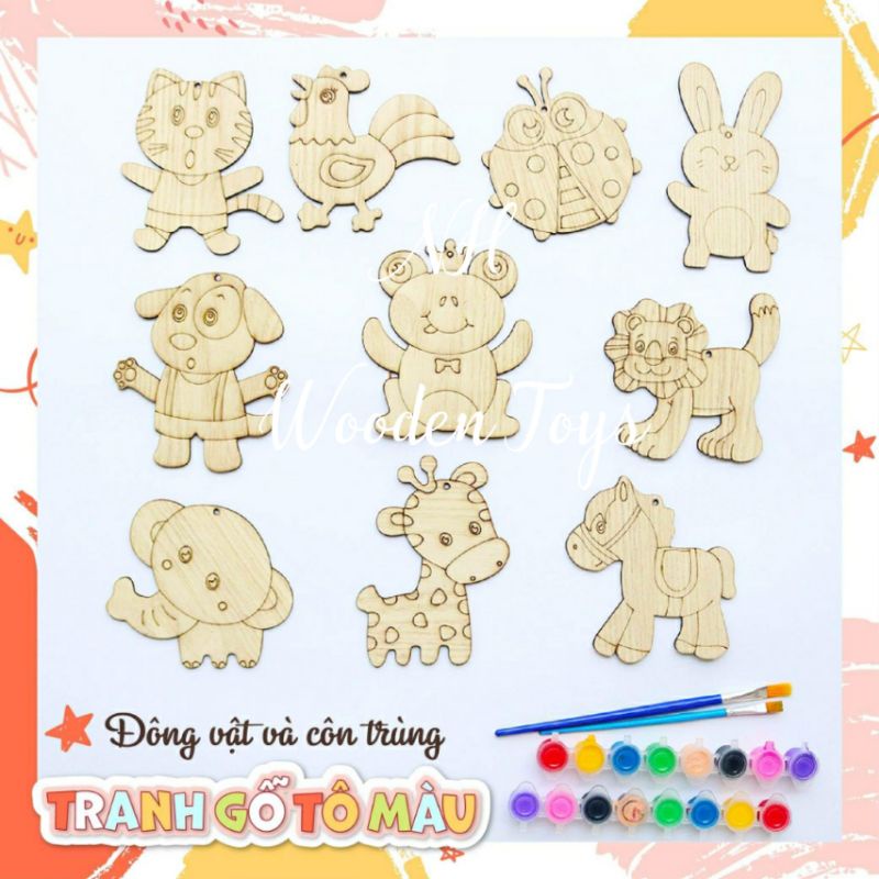 Bộ tô màu trang trí động vật và côn trùng 🐏🐆bé thỏa sức sáng tạo không kèm màu cọ