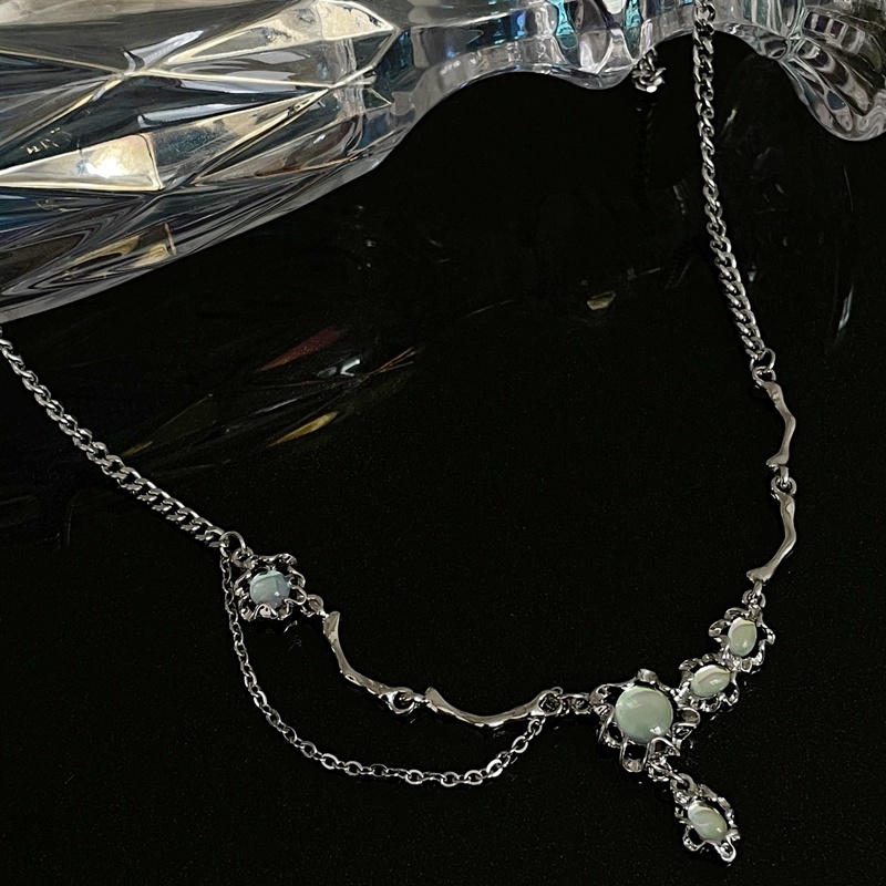 Vòng cổ Mặt Đá Mặt Trăng Hình Giọt Nước Phong Cách Harajuku Hiphop