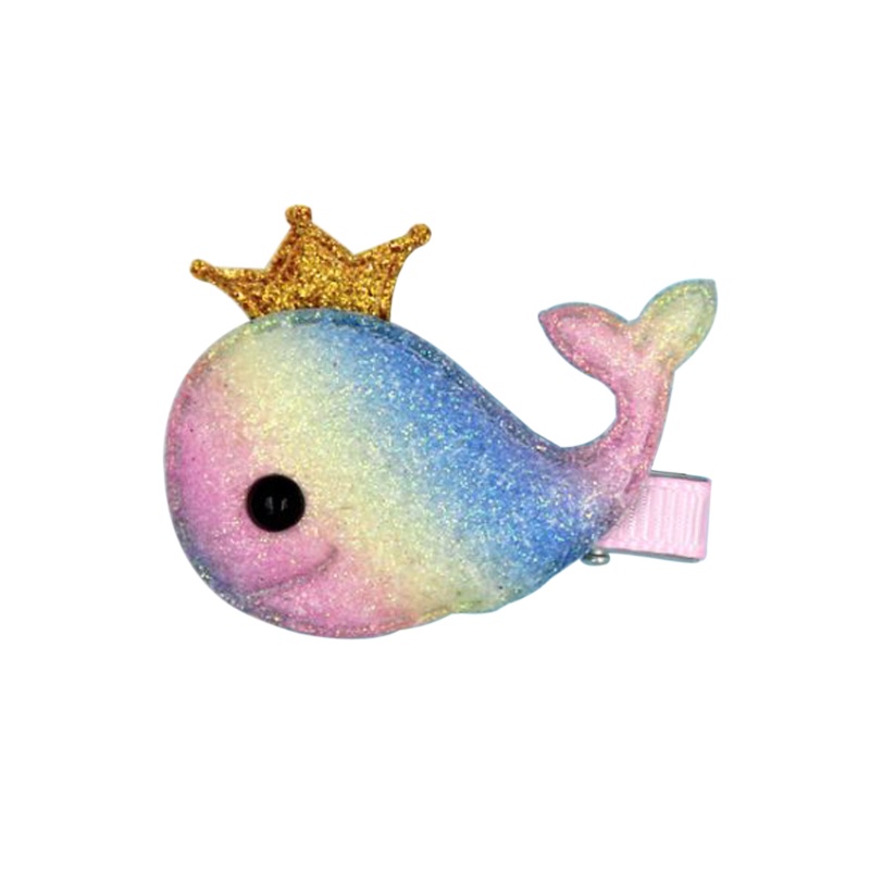 1 Kẹp Tóc Hình Cá Voi Màu Cầu Vồng Cho Bé Gái