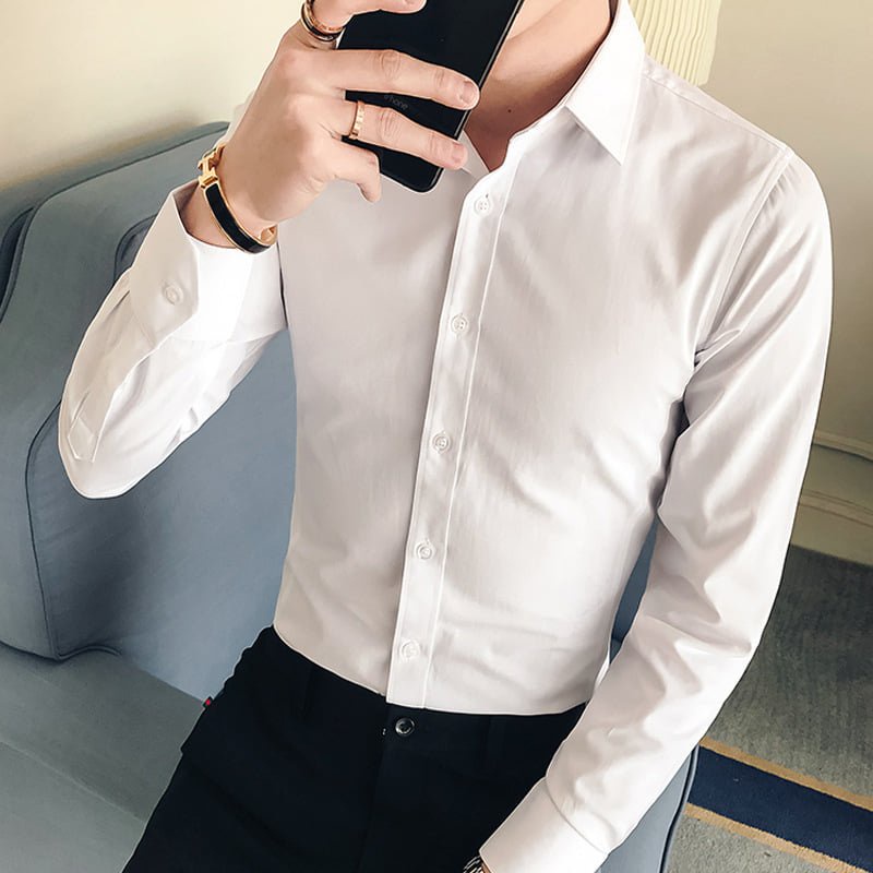 Áo Sơ Mi Nam Dài Tay Áo Kiểu Công Sở Hàn Quốc Đẹp Form Chuẩn - Kháng Khuẩn, Khử Mùi, Không Nhăn, Không Bai, Không Xù