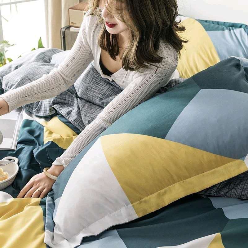 Bộ chăn ga gối cotton poly Sóng Tam Giác