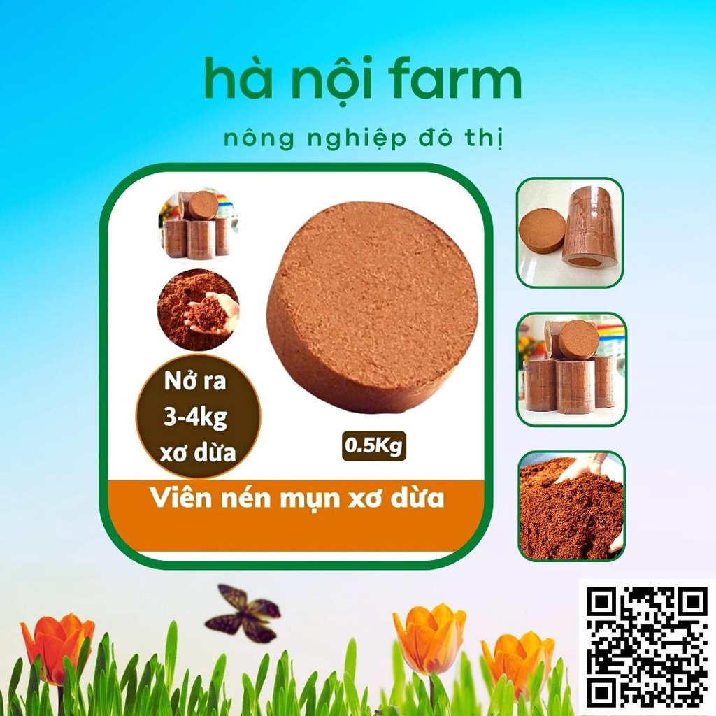 Viên nén xơ dừa, Đất nén xơ dừa tơi xốp trồng rau mầm - 500g