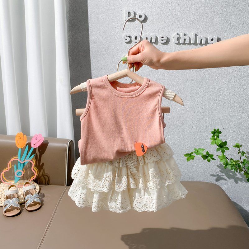 Bộ Áo Sát Nách Phối Chân Váy Ngắn Thời Trang Mùa Hè 2022 Mới Cho Bé Gái