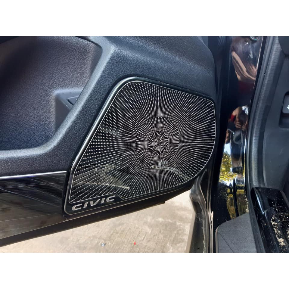 Ốp màng loa cánh cửa Honda Civic 2022-2019 titan vân xước cao cấp