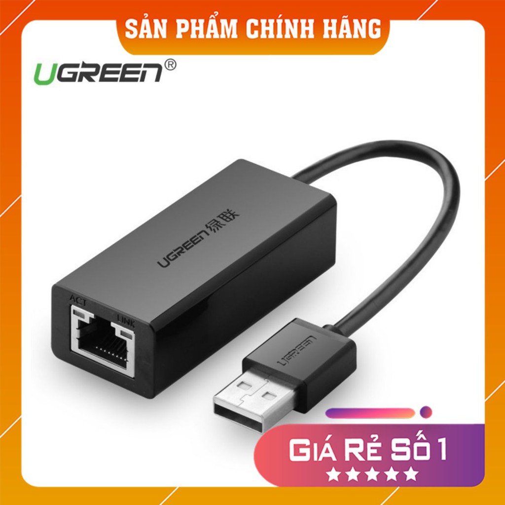 Cáp chuyển đổi USB 2.0 sang Lan Ugreen 20254 - Hàng Chính Hãng Bảo hành 18 Tháng