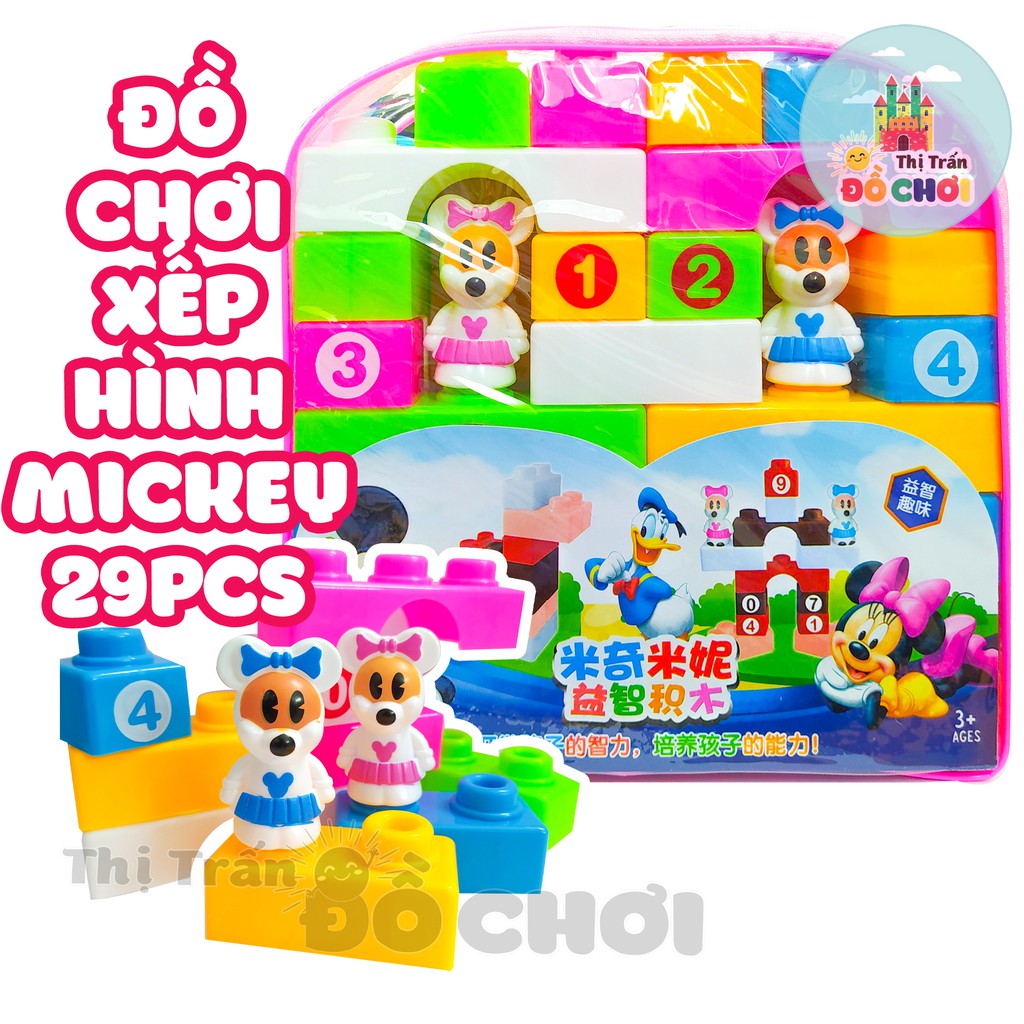 Đồ chơi lắp ráp xếp hình thông minh cho bé phát triển trí tuệ 29 chi tiết mô hình chuột hồng vui nhộn 7966
