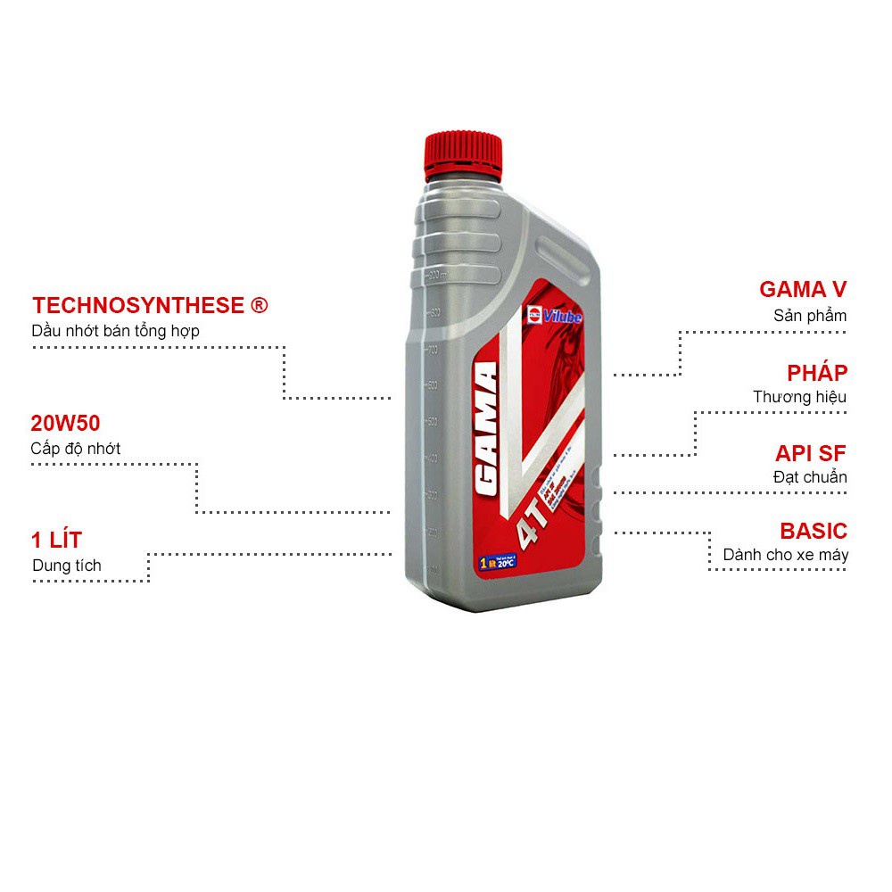 Dầu nhớt xe máy Gama Vilube - 20W50  dùng cho các dòng xe số