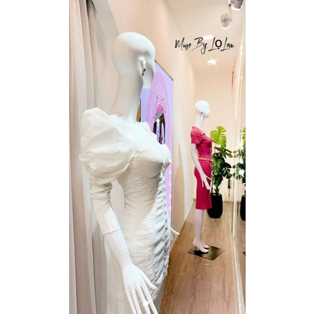 Đầm body cúp ngực tay phồng