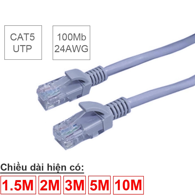 Dây cáp mạng đúc bấm sẵn 2 đầu CAT5E UTP 568B 24AWG 10/100Mbps Kingmaster 1.5M/2M/3M/5M/10M/15M/20M/25M/30M/40M/