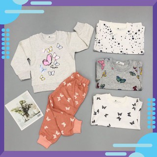 Bộ thu đông cho bé gái, bộ nỉ bé gái chất da cá mềm mịn, size 6-10 tuổi - SAUKIDS