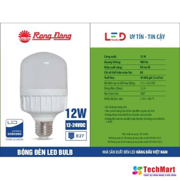 [CHÍNH HÃNG] Bóng đèn LED kẹp bình ắc quy 12V - 24V DC 7W / 9W /12W Rạng Đông, ChipLED Samsung