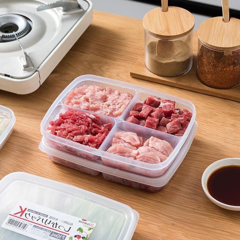 Hộp chia thực phẩm 4 ngăn 710ml Nakaya kèm nắp đậy - trữ thực phẩm - ăn dặm cho bé - Nhật - HRK