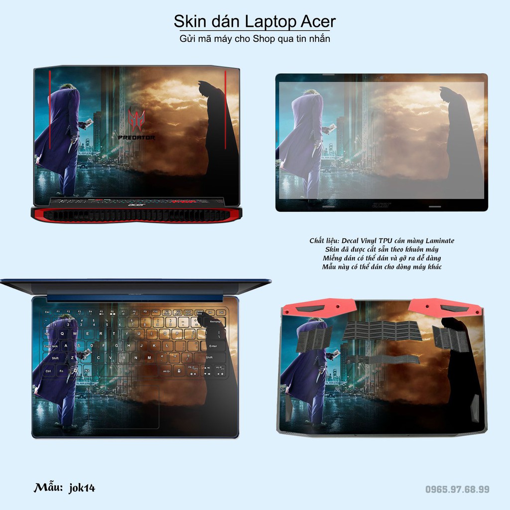 Skin dán Laptop Acer in hình Joker nhiều mẫu 2 (inbox mã máy cho Shop)