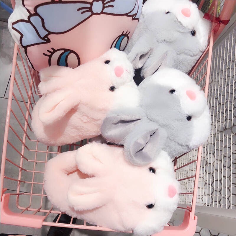 Mùa thu và mùa đông đàn ông và phụ nữ thỏ nhỏ dễ thương dễ thương dày ấm áp trong nhà những người yêu thích túi sang trọng với dép bông đi trong nhà