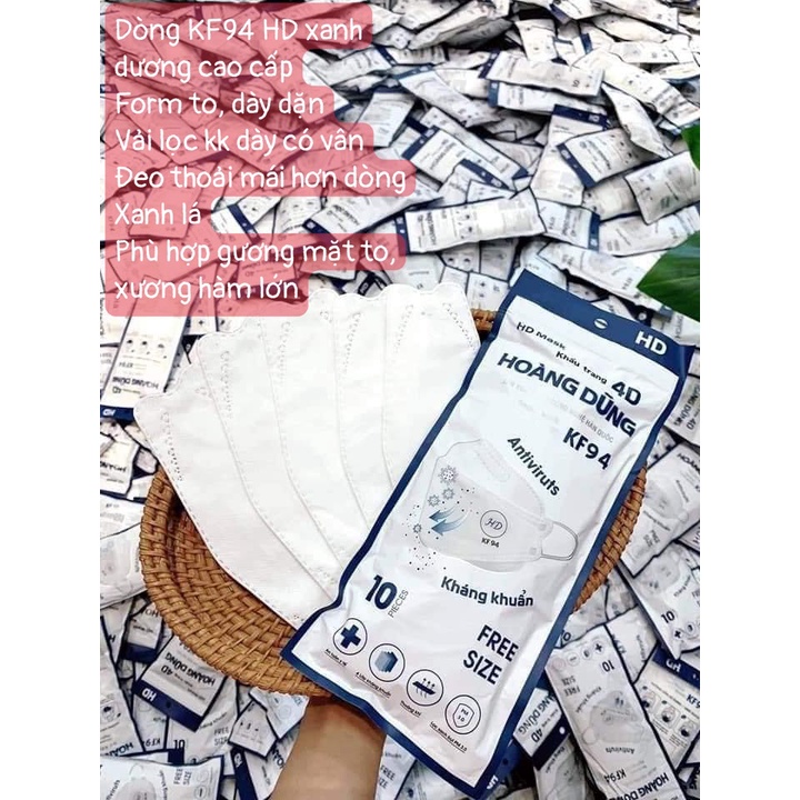 Khẩu trang KF94 HD Hoàng Dũng kháng khuẩn, chống bụi mịn - chuẩn xuất khẩu HQ [Cam kết hình sao hàng vậy] | BigBuy360 - bigbuy360.vn