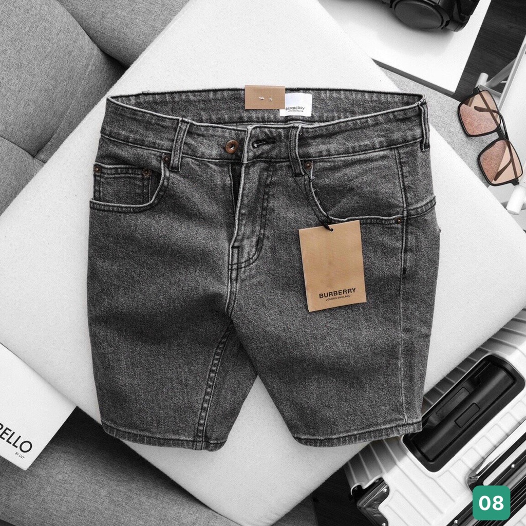 Quần Short Đùi Jean Nam Chất Bò Rin Cao Cấp đen xám Co Giãn Dáng Ôm Basic T124
