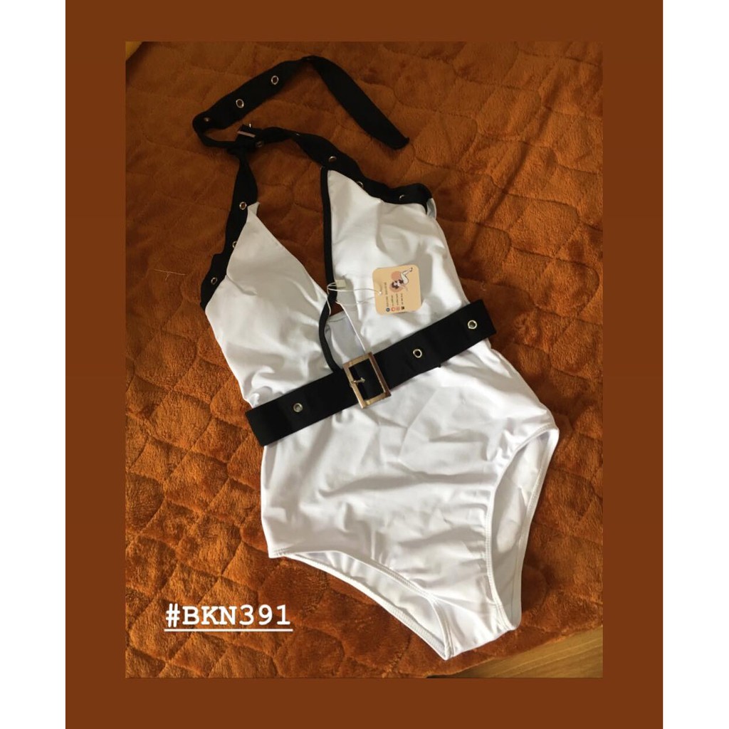 [BKN391] &lt;HÀN&gt; BODYSUIT TRẮNG KÈM BELT KIỂU HÀN