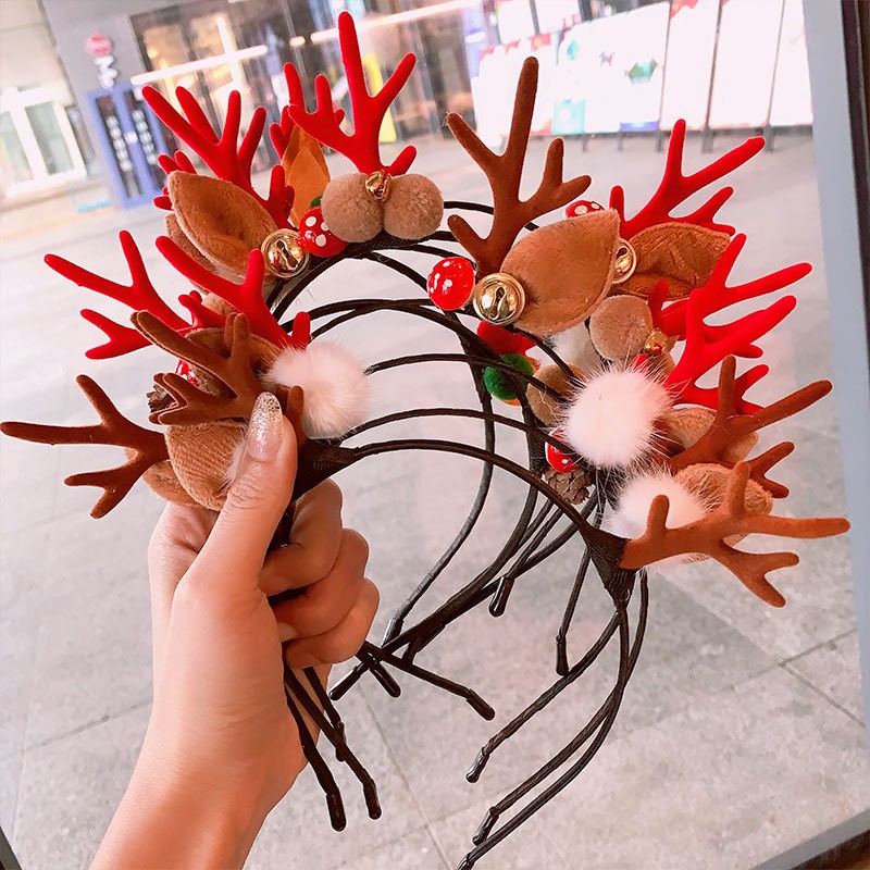 Cài tóc, cài noel cho bé gái, bạn gái siêu xinh cài tuần lộc giáng sinh vui vẻ