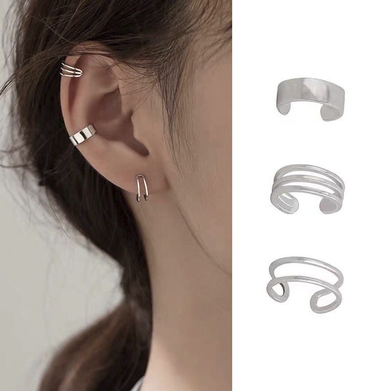 Bộ Khuyên Kẹp Vành Tai Không Xỏ Lỗ Bằng Kim Loại Thời Trang Cho Nữ