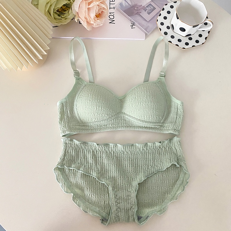 1 Bộ Áo Ngực Nâng Ngực + Quần Lót Mềm Mại Không Đường May Gợi Cảm Cho Nữ