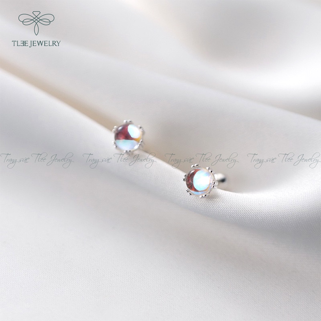 Khuyên tai bạc nữ TLEE tròn Moonstore chốt vặn sang trọng NCJ B0125