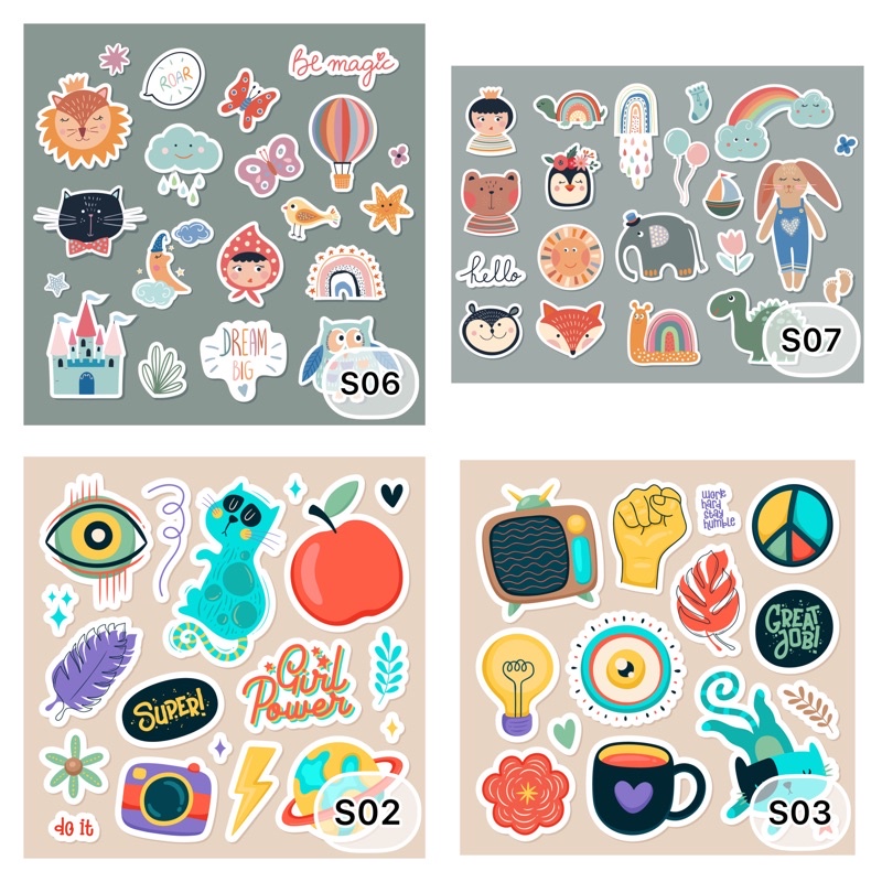 Giấy bìa Sticker Decal cute tự cắt dùng làm trang trí scrapbook,đồ handmade,...