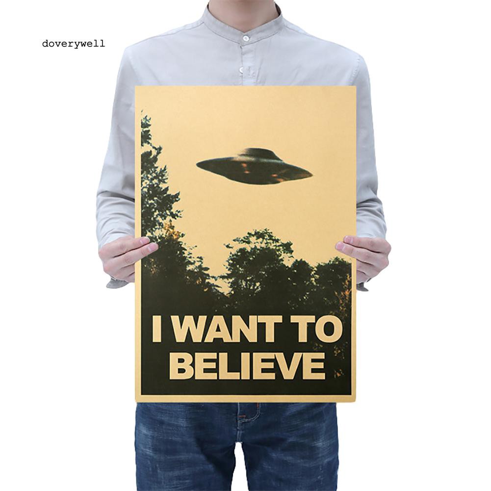 Áp phích dán tường trang trí nội thất hình chữ I Want To Believe phong cách vintage 50.5x35cm