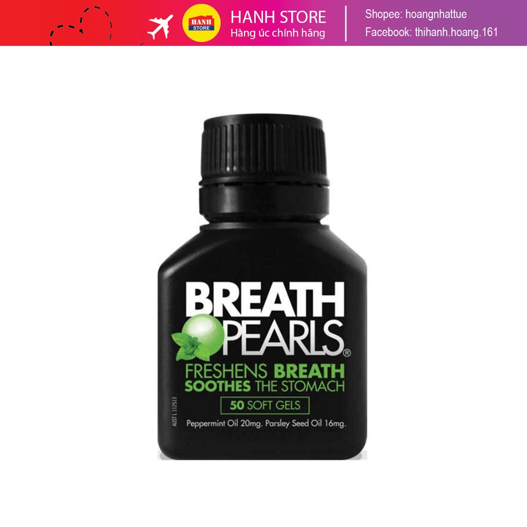 Viên Uống Ngậm Thơm Miệng Breath Pearls Hộp 50 Viên (Chính Hãng Úc)