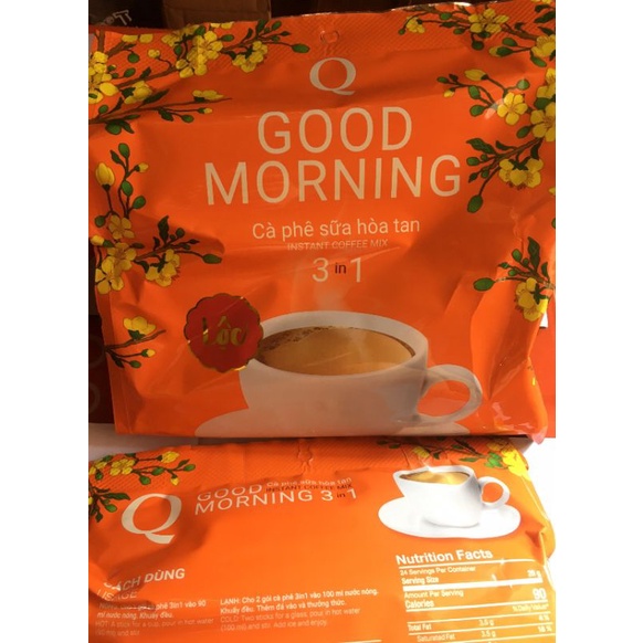 ❤FREESHIP❤ Cà Phê sữa  Trần Quang, Cafe hòa tan 3 in 1 good morning bịch 480g x 24 ống - MẪU XUÂN ❤❤