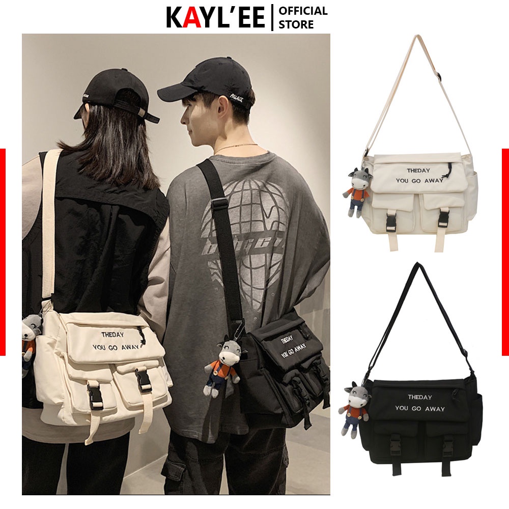 Túi tote vải canvas đeo chéo đi học đi chơi Unisex nam nữ KayLee KT 40x30x16cm - PL10