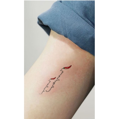 Hình xăm tattoo nhịp tim ớt đỏ. Xăm dán tatoo mini tạm thời, size &lt;10x6cm