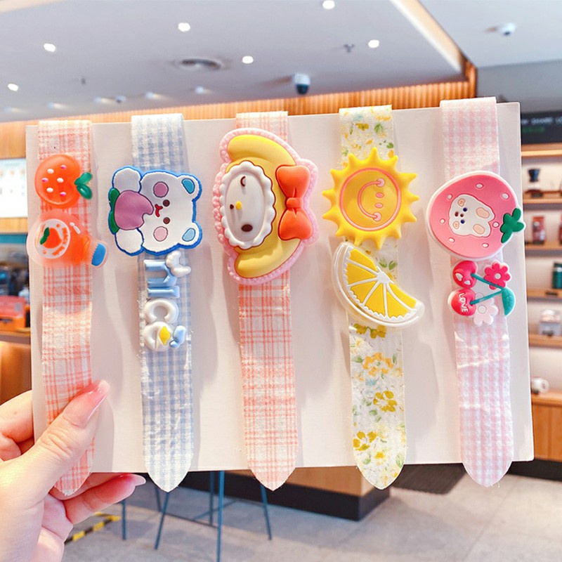 Băng Đô Cài Tóc Khóa Dán Họa Tiết Hoạt Hình Phong Cách Hàn Quốc Đáng Yêu Cho Bé Gái